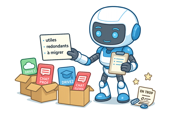 Mélia trie les outils inutiles ou en trop